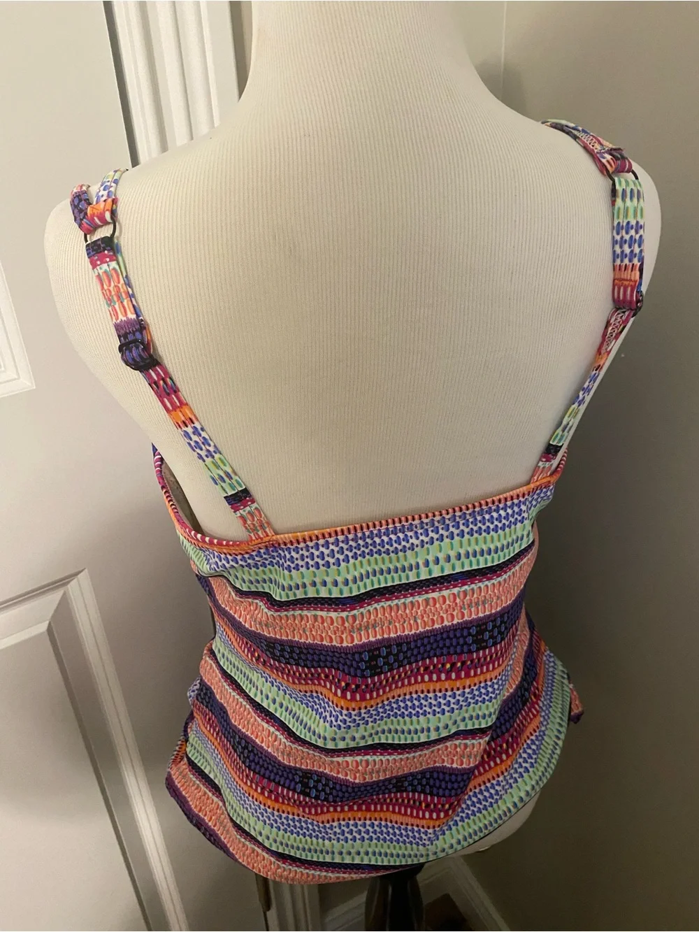 croft & barrow Pink, Purple and Blue Striped SwimTop
